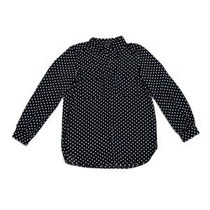 Spense Womens Black White Polka Dot Button Down Blouse Long Sleeve Top Womens M